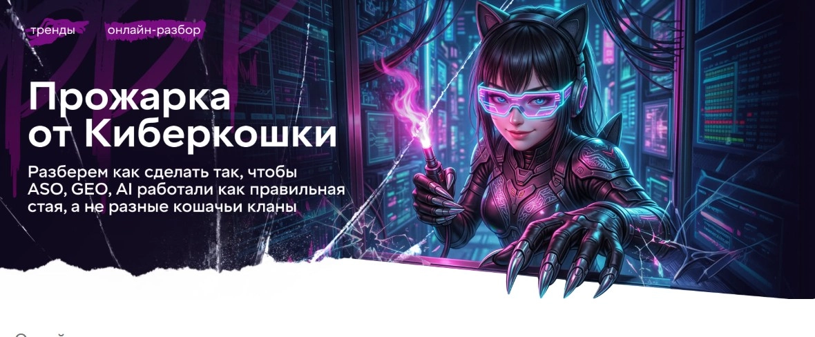 Прожарка от Киберкошки — online-разбор видимости приложений в сторах и AI-поиске