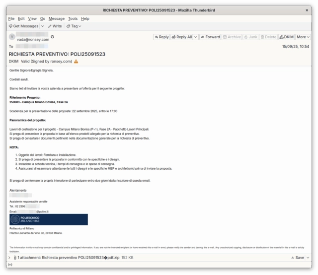 Фишинговая кампания FormBook против строительного сектора — отчет CERT-AGID