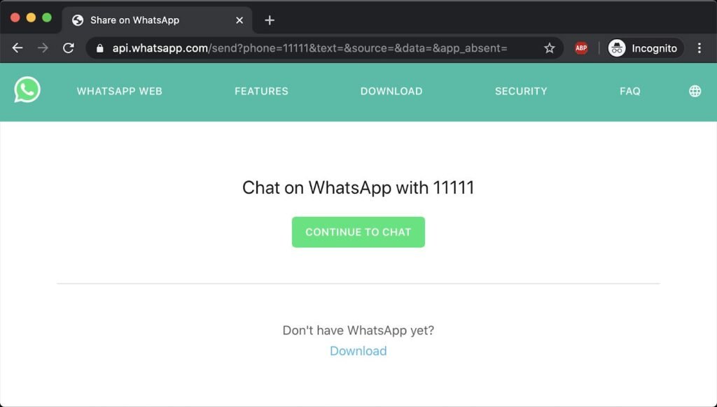 Поддельные WhatsApp нажмите на ссылку чата